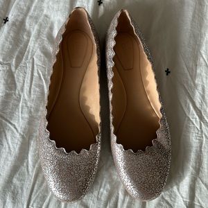 Chloe Lauren Scalloped Metallic Leather Ballet Flat